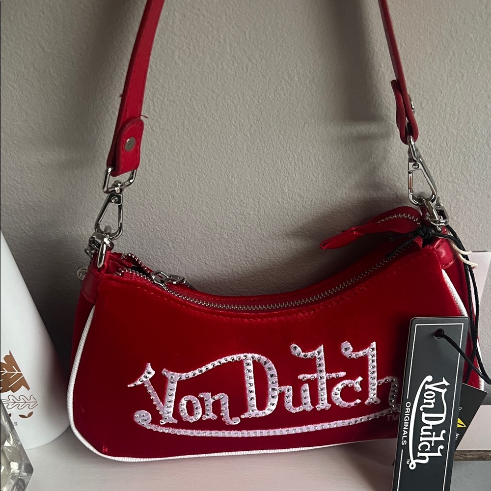 Von Dutch Brown & White Cowspot Mini Shoulder Bag